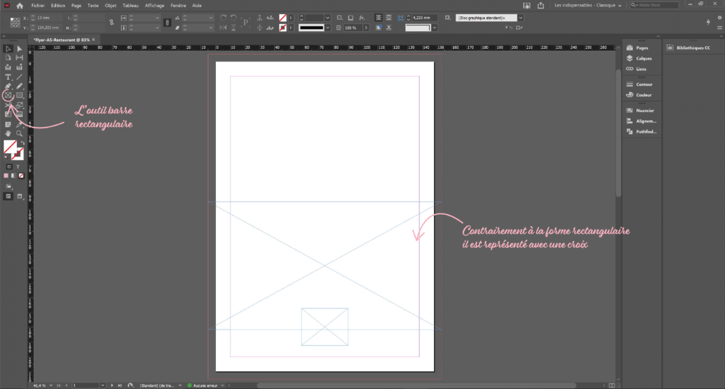 découvrir l'outil rectangulaire tutoriel indesign