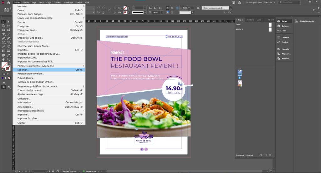 Exporter en pdf document indesign